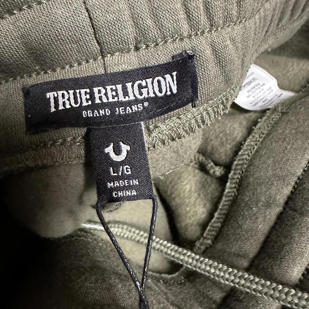 True religion, men’s olive green pullover hoodie, sweatsuit large - Picture 6 of 7